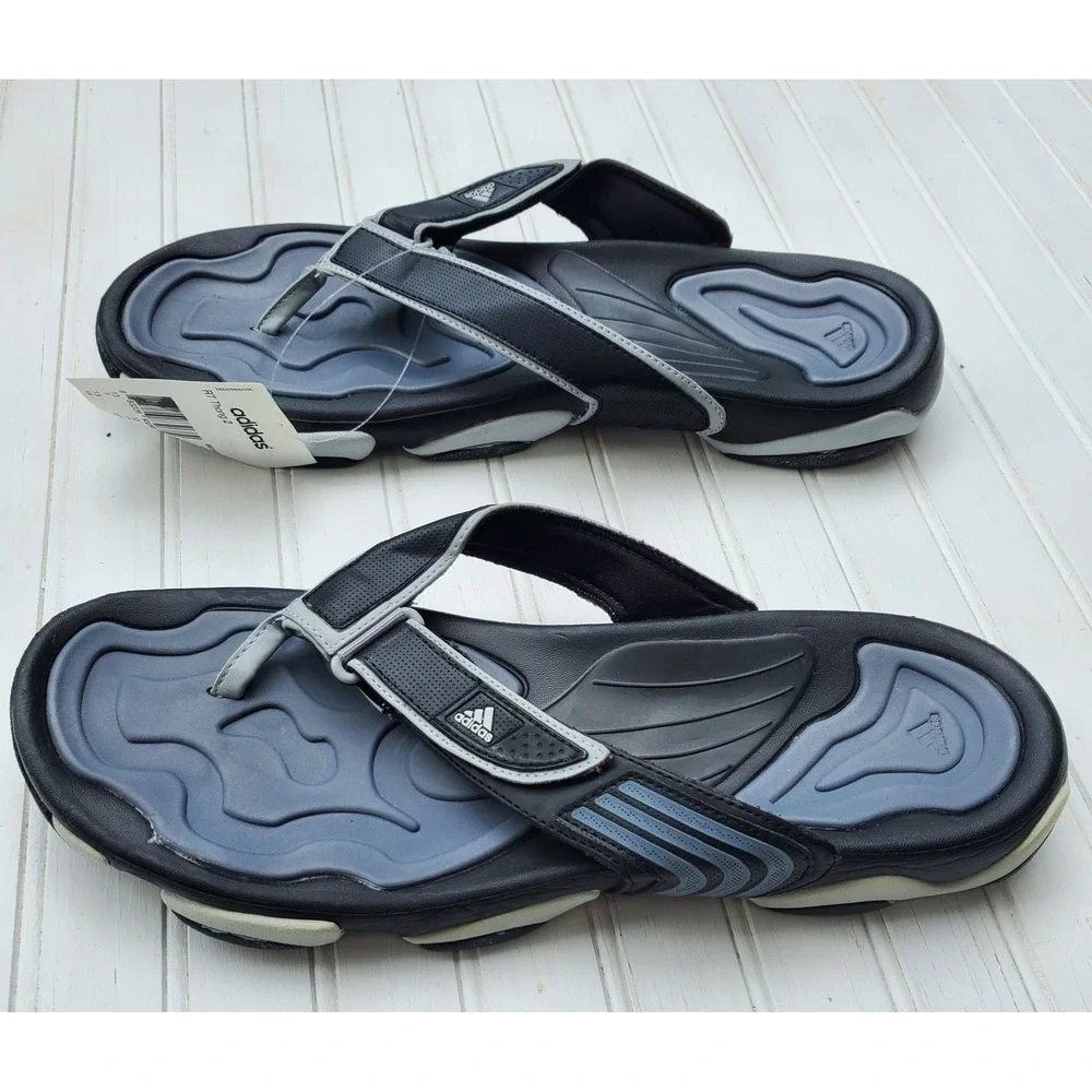 Adidas RT Thong 2 Mens Sandals Black Grey Athletic Flip Flops 661522 Size 13